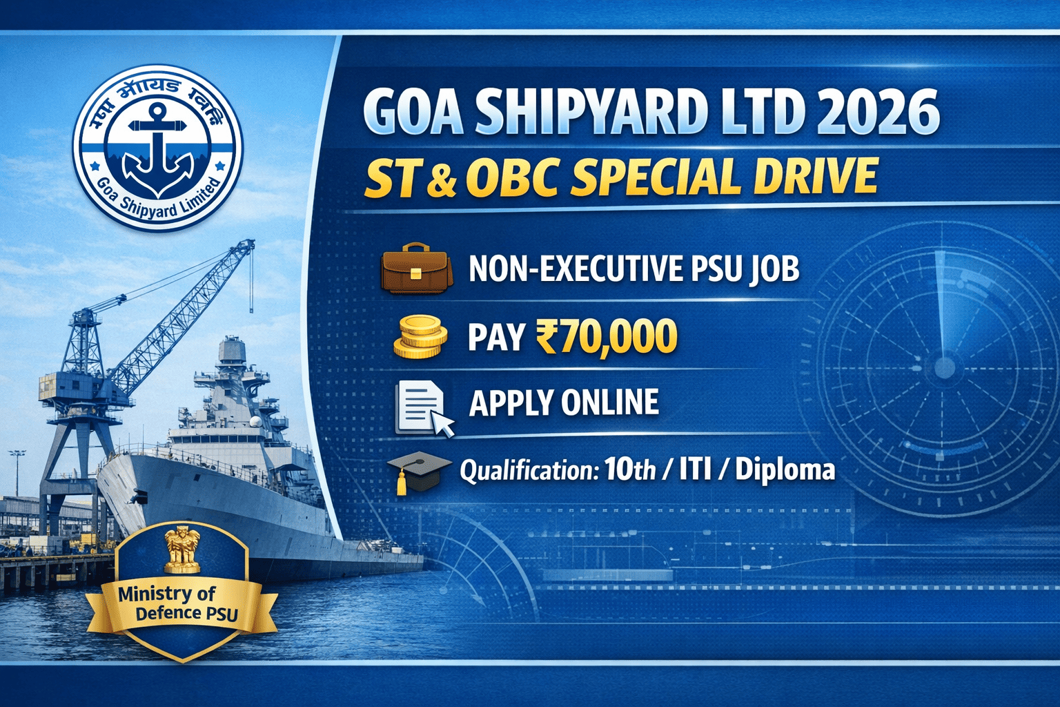 CMA / CA Inter PSU Job Alert 2026 | Goa Shipyard Limited Finance Vacancy