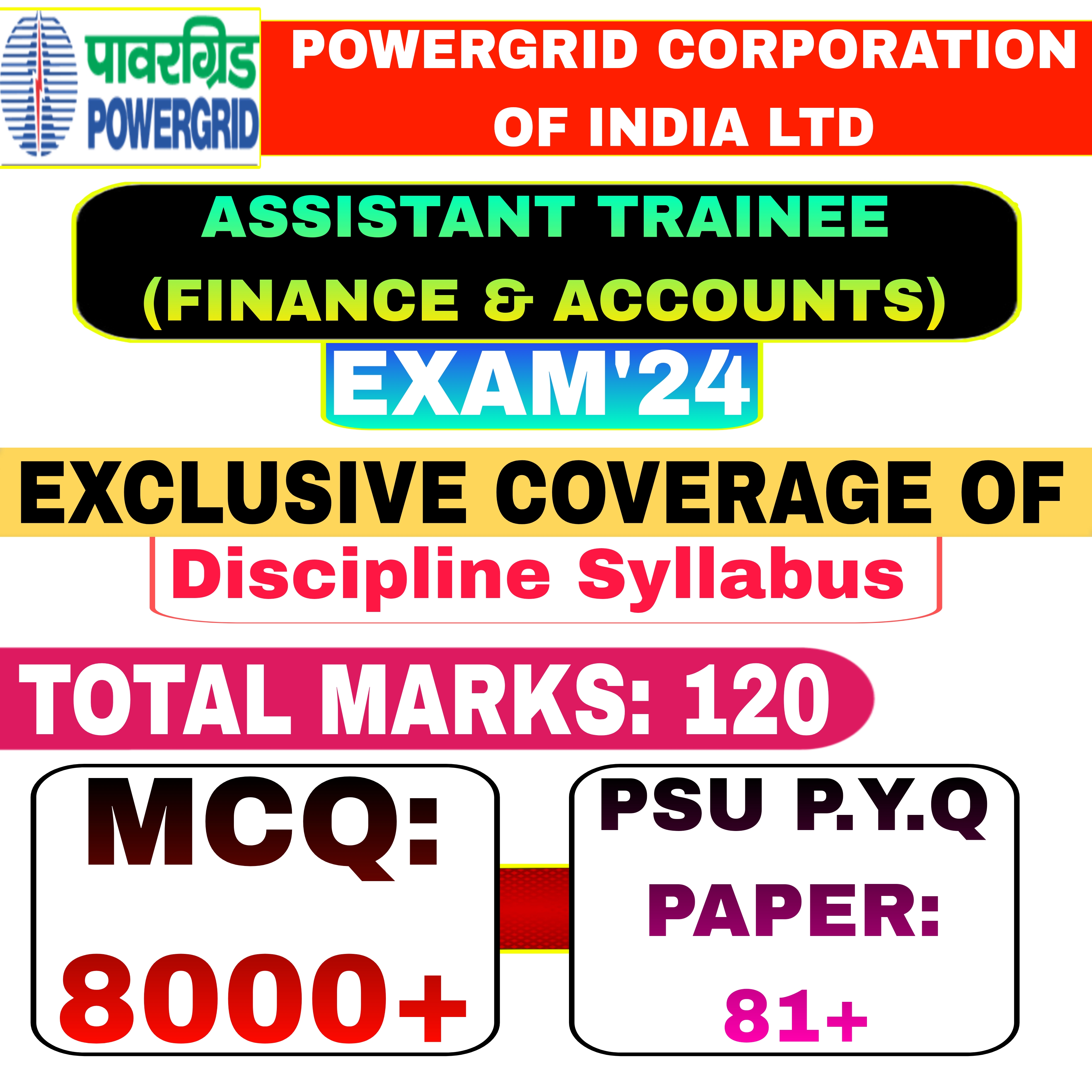 PowerGrid Assistant Trainee Finance & Accounts Exam 2024