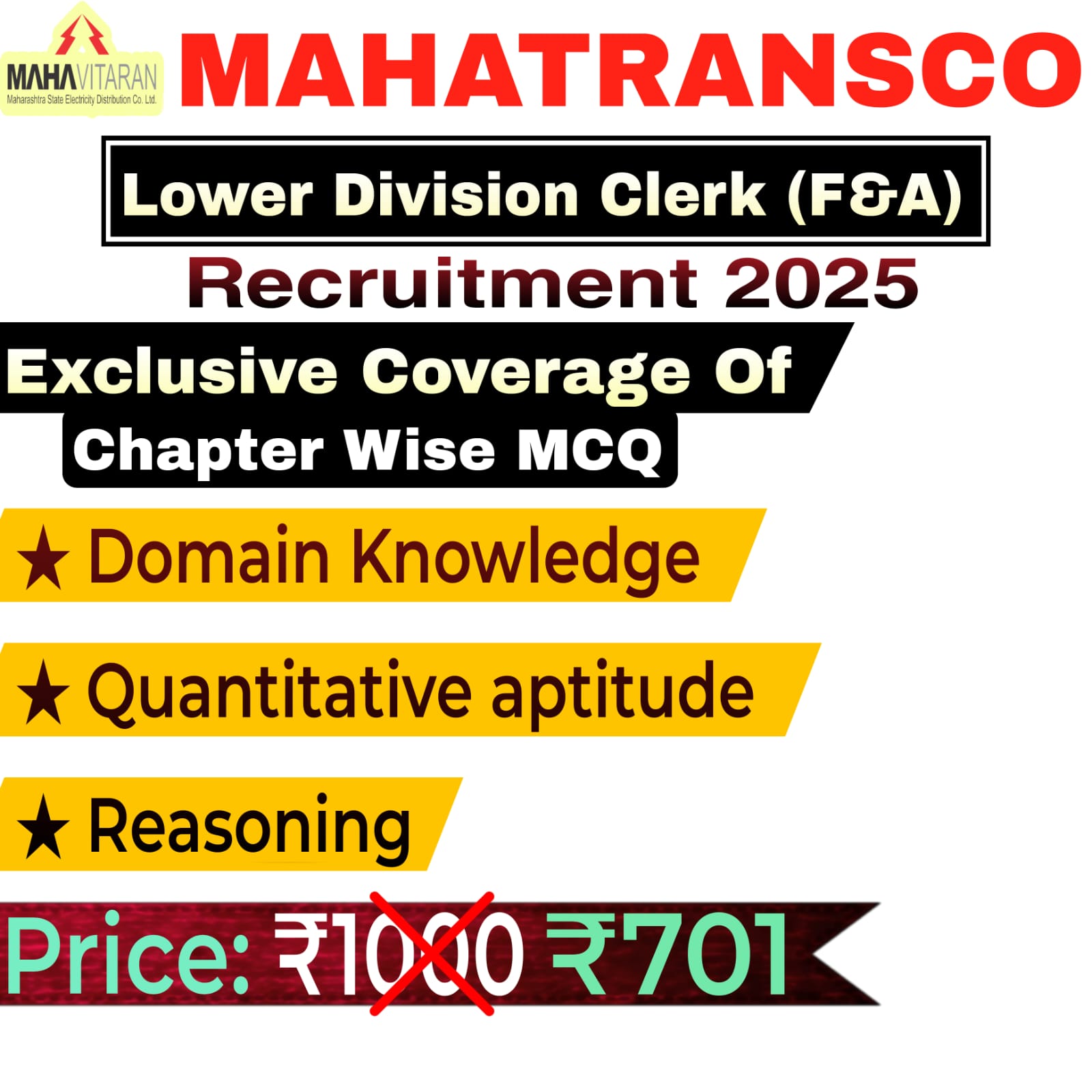 MAHATRANSCO Lower Division Clerk (Finance & Accounts) Chapter wise MCQ Exam 2025