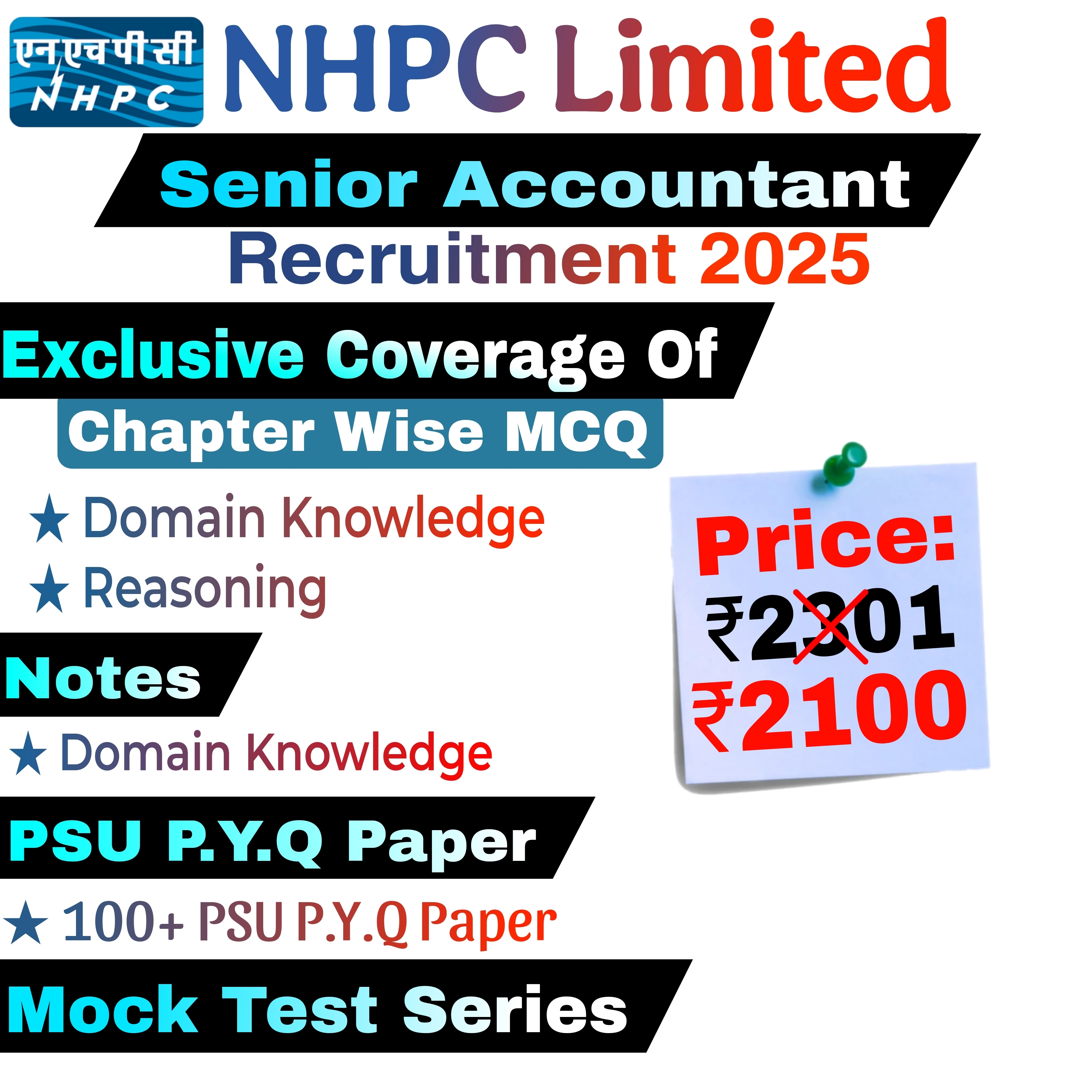 NHPC Senior Accountant Chapter Wise MCQ, Notes, Mock Test & PSU Previous Year Question Paper (e-book) 2025