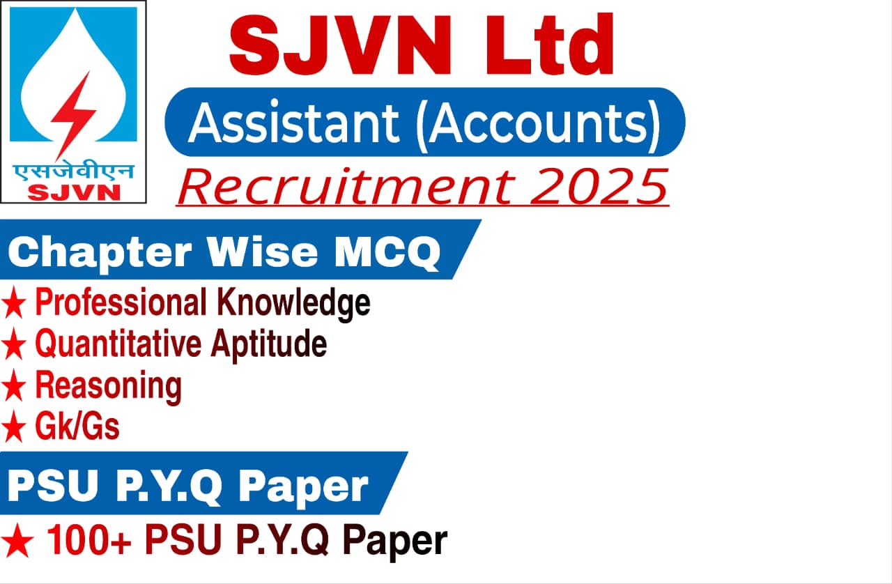 SJVN Assistant (Accounts) Chapter Wise MCQ & PSU Previous Year Question Paper (e-book) 2025