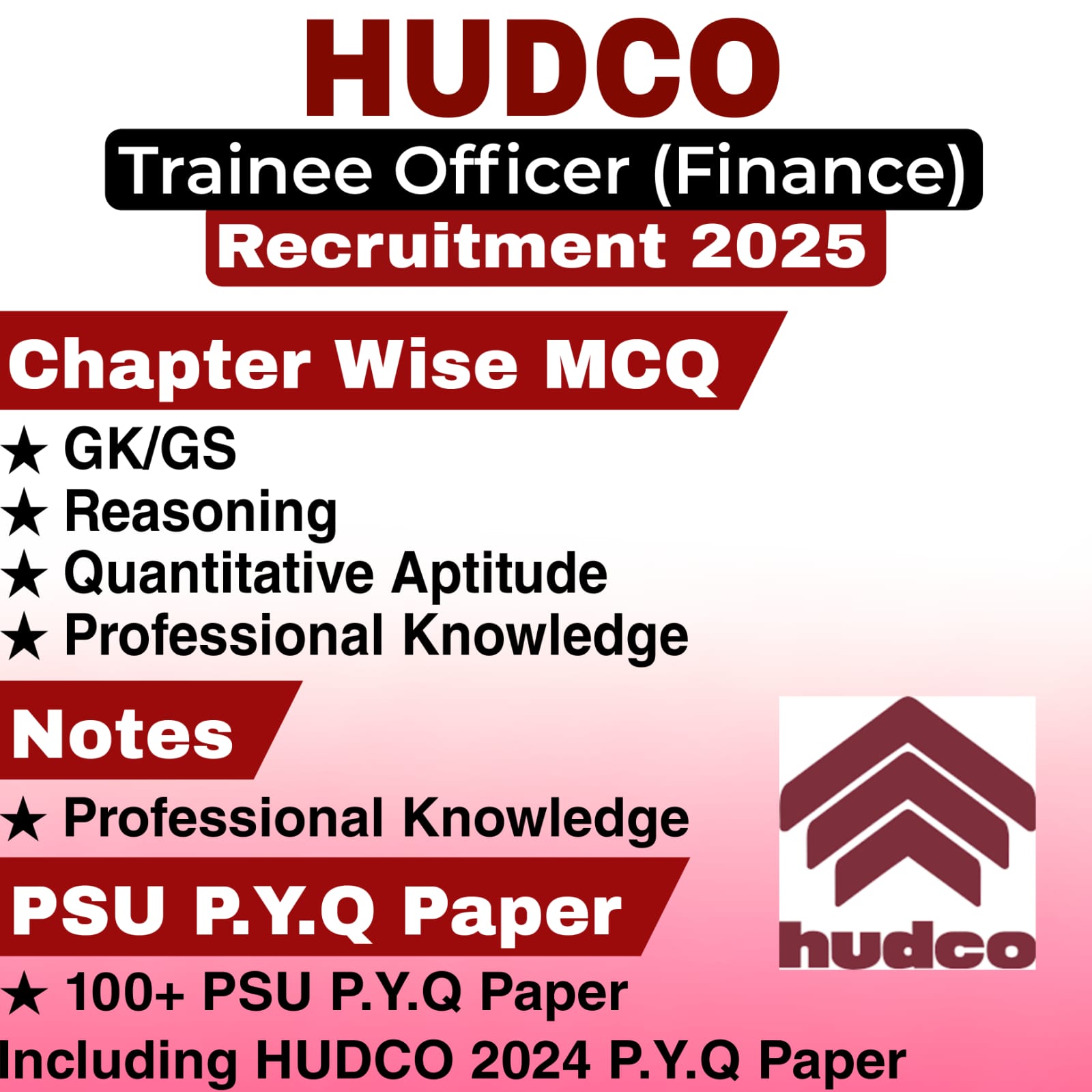HUDCO Trainee Officer Finance Chapter Wise MCQ, Notes & PSU Previous Year Question Paper (e-book) 2025