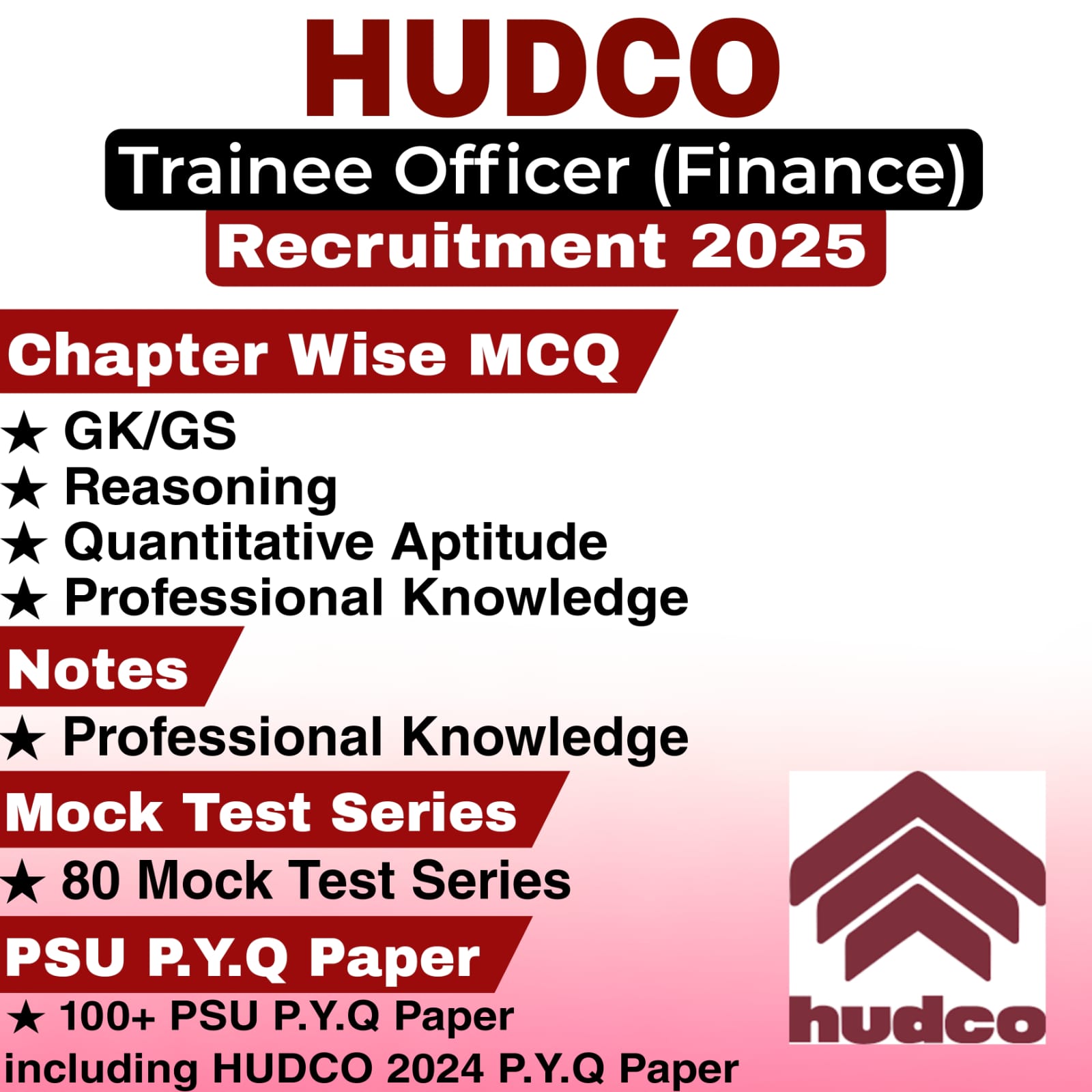HUDCO Trainee Officer Finance Chapter Wise MCQ, Notes, Mock Test & PSU Previous Year Question Paper (e-book) 2025