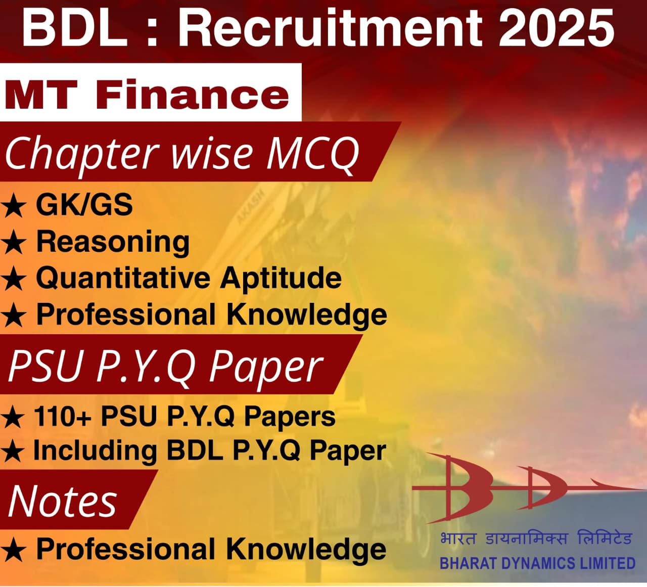 BDL MT Finance Chapter Wise MCQ, Notes & PSU Previous Year Question Paper (e-book) 2025