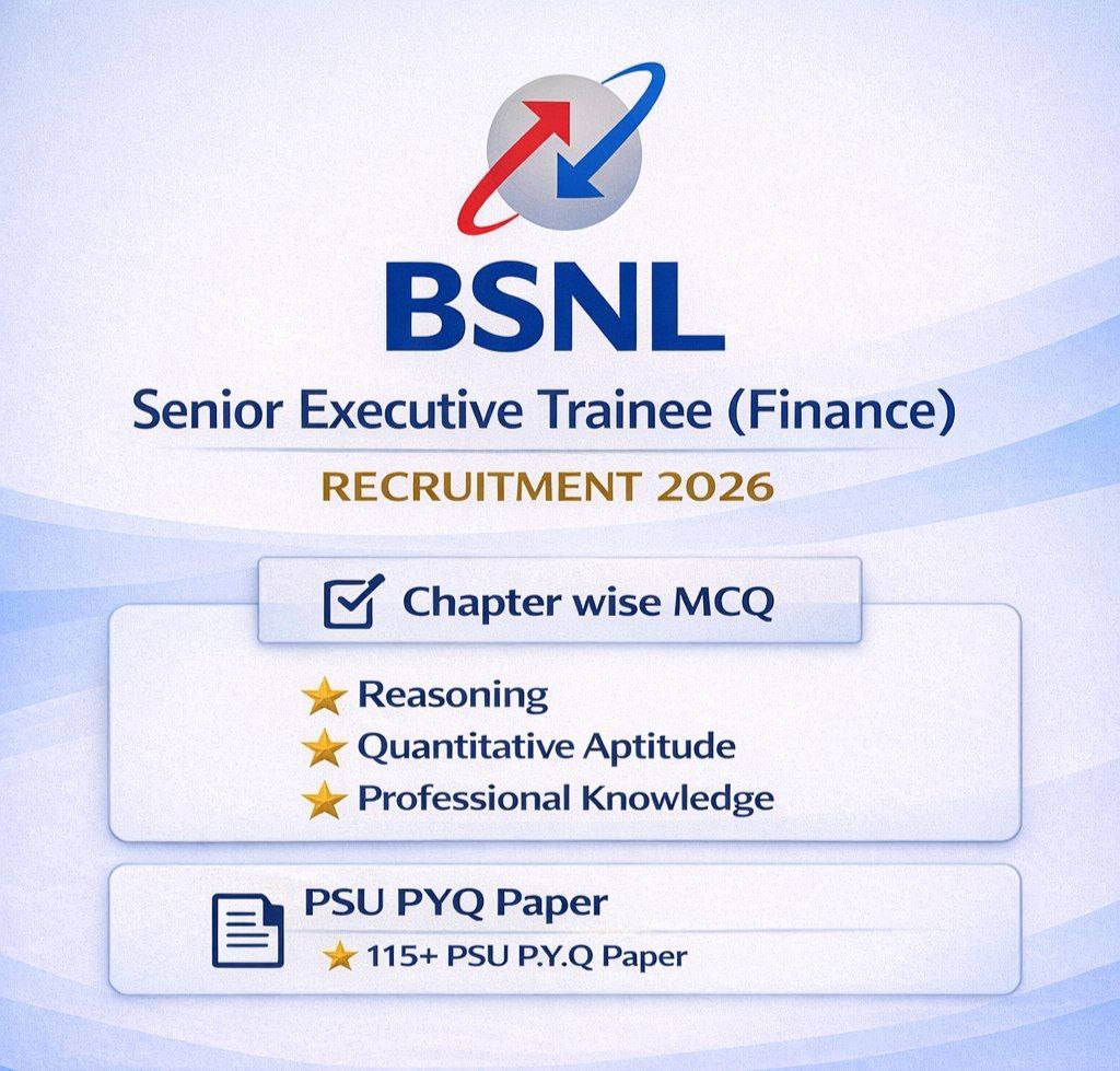 BSNL Senior Executive Trainee Finance Recruitment 2026 Chapter Wise MCQs & Previous Year Question Papers (e-book) 2026